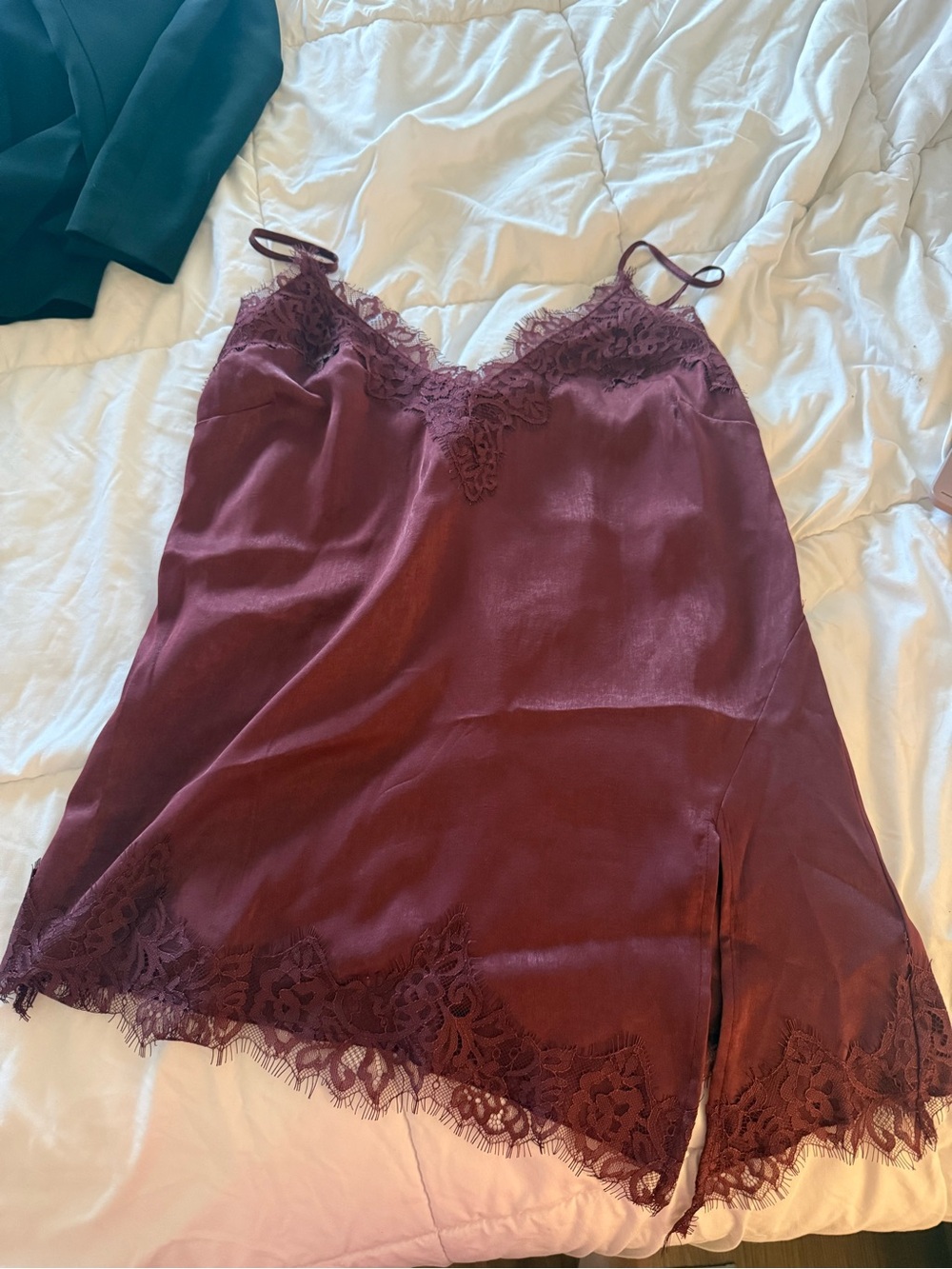 Old Navy Lace-Trim Satin Slip Dress - Maroon